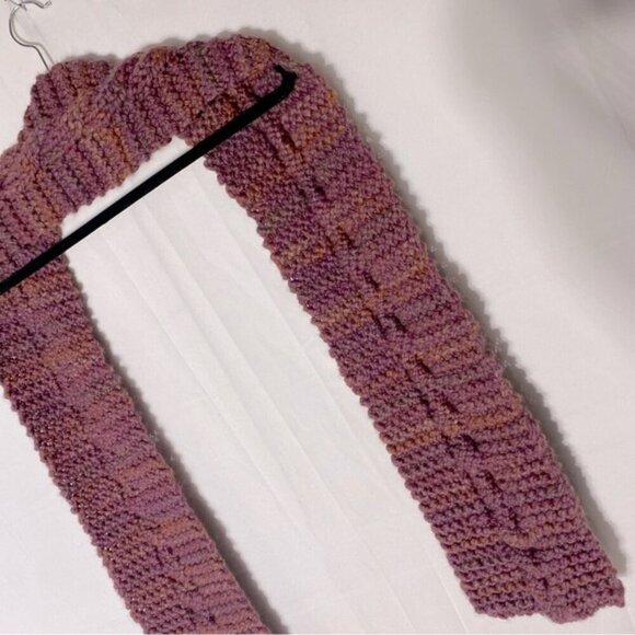 Handmade Hand Knit Multi Shade Maroon Cable Knit Scarf - Picture 5 of 9